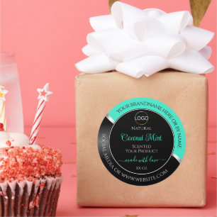 Teal Black Wavy Silver with Logo Product Labels