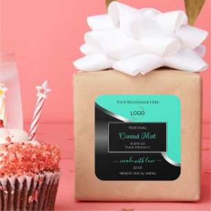 Teal Black Wavy Silver with Logo Product Labels