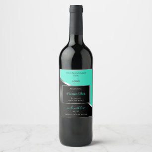Teal Black Wavy Silver with Logo Product Labels