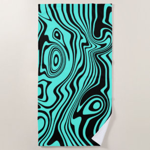Teal Black Wavy Striped Beach Towel - Choose Colou