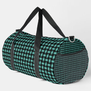 Teal Black Weave Pattern Large Duffle Bag