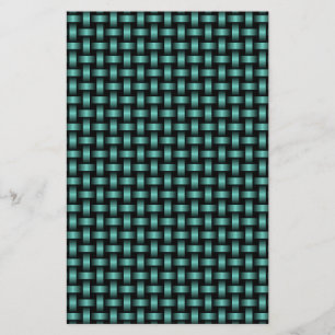 Teal Black Weave Pattern Stationery