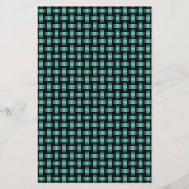 Teal Black Weave Pattern Stationery (Front)