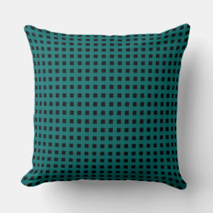 Teal Black Weave Pattern Throw Pillow