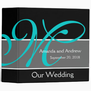 Teal Black Wedding Planner Keepsake Binder