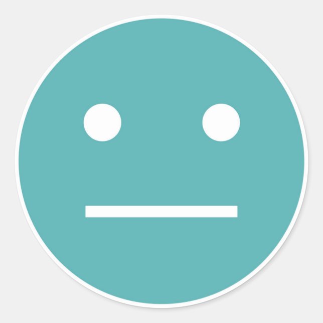 Teal blank face emoji classic round sticker (Front)