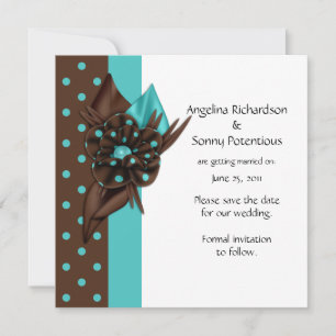 Teal Bleu et Marron à Points Save The Date
