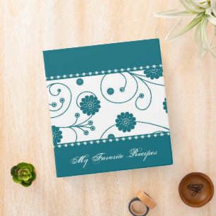 Teal Bloom Banner Recipe Book Binder