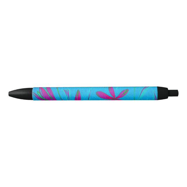 Teal Bloom Breeze Black Ink Pen (Front)