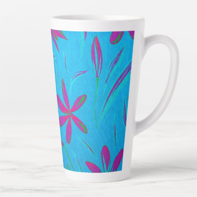 Teal Bloom Breeze Latte Mug (Right)