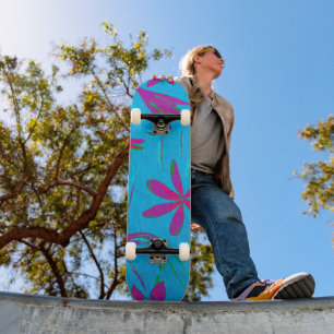 Teal Bloom Breeze Skateboard