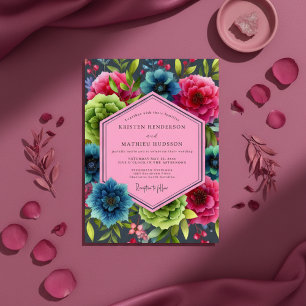 Teal Bloom Opulent Wedding Invitation