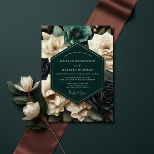 Teal Bloom Romantic Wedding Invitation