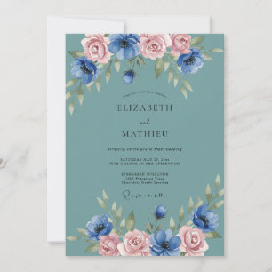 Teal Blossoming Meadow Wedding Invitation