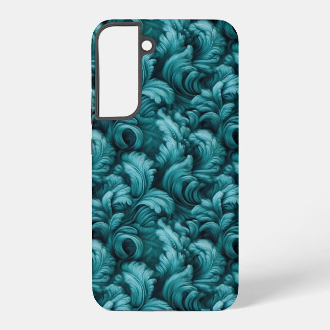 Teal Blue Abstract Elegance  Samsung Galaxy S22+ Case (Back)