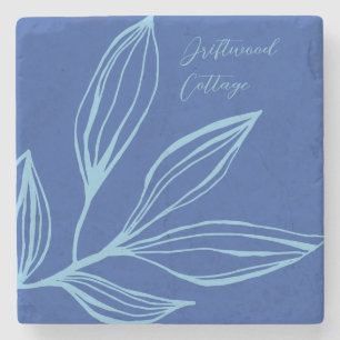 Teal & Blue Abstract Marine Coaster with Name