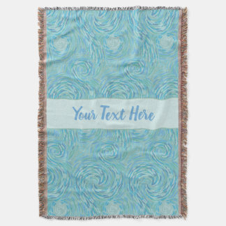 Teal Blue and Aqua Watercolor Art Personalized Throw Blanket