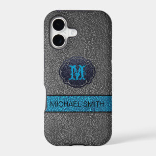 Teal Blue and Black Leather