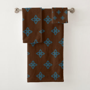 Teal Blue and Brown Home Decor Bath Towel Set