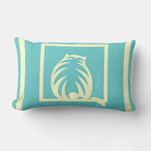 teal blue and cream CATS  modern  pillow