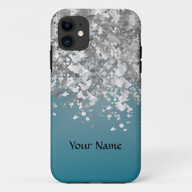 Teal blue and faux glitter Case-Mate iPhone case (Back)