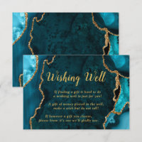 Teal Blue and Gold Agate Wedding Wishing Well