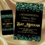 Teal Blue and Gold Bat Mitzvah Invitation<br><div class="desc">Bat Mitzvah invitation with teal blue and gold glitter confetti. This beautiful teal and gold Bat Mitzvah invitation is easily customized for your event by adding your details in the font style and colour and wording of your choice. You can change the background colour on this gorgeous Bat Mitzvah invitation....</div>