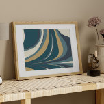 Teal Blue and Gold Elegant Modern Abstract Art Poster<br><div class="desc">Teal Blue and Gold Elegant Modern Abstract Art Poster</div>