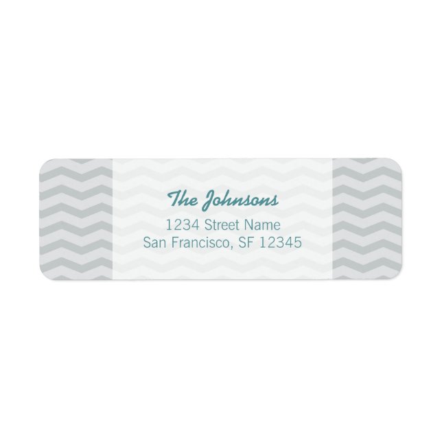 Teal blue and grey chevron Return Address Labels (Front)