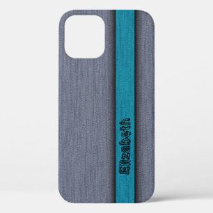 Teal Blue and Grey Fabulous Wood Grain iPhone 12 Pro Case