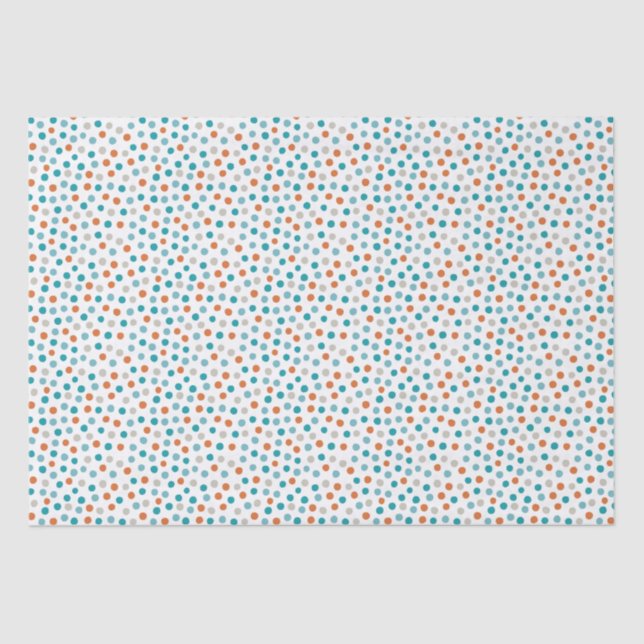 Teal, blue and Orange polka dots Tissue Paper (Front)