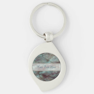Teal Blue and Purple Fluorite Marble Keychain