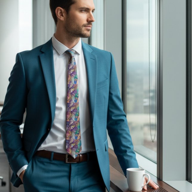 Teal Blue and purple Glitter Agate Neck Tie (Creator Uploaded)