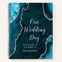 Teal Blue and Silver Agate Marble Wedding