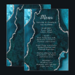 Teal Blue and Silver Agate Wedding Menu<br><div class="desc">Display your meal selections in style with this elegant wedding menu featuring a teal blue agate marble design accented with silver details. The geode-inspired background creates a sophisticated look, perfect for fall and winter weddings, formal celebrations, or evening events. Designed to coordinate with your wedding stationery suite, this menu is...</div>