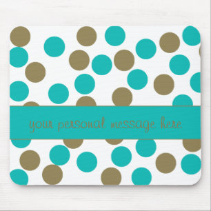 Teal Blue and Tan Polka Dot Mouse Pad