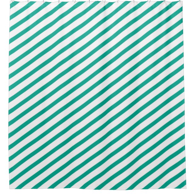 Teal Blue and White Diagonal Stripes Modern (Front)