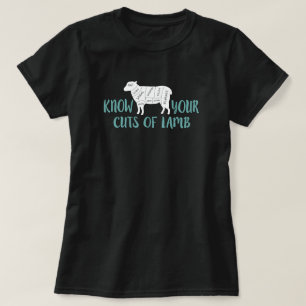 Teal Blue and White Know Your Cuts of Lamb T-Shirt