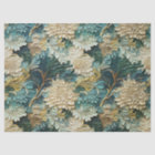 Teal Blue and White Textured Flowers Decoupage
