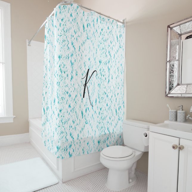 Teal Blue Artsy Patterns Monograms Initial Elegant (In Situ)