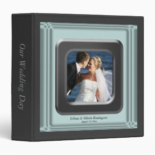Teal Blue Black Photo Frame Wedding Binder