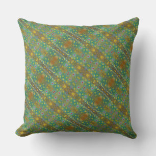 Teal blue & brown: Brook trout pattern print Throw Pillow