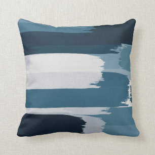 Teal Blue Brushstrokes Throw Pillow
