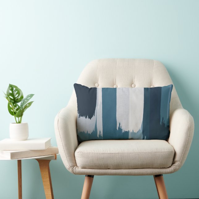 Teal Blue Brushstrokes Throw Pillow (Chair)