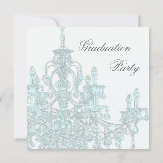 Teal Blue Chandelier Graduation Party Invitation (Front)