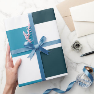 Teal Blue Chequerboard Wrapping Paper