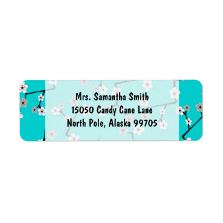 Teal Blue Cherry Blossom Print