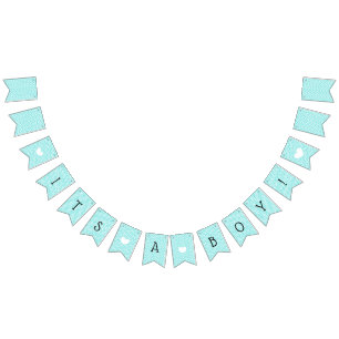 Teal Blue Chevron Its a Boy Baby Shower Bunting Flags