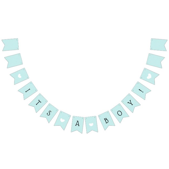 Teal Blue Chevron Its a Boy Baby Shower Bunting Flags (All)