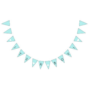 Teal Blue Chevron Its a Boy Baby Shower Bunting Flags